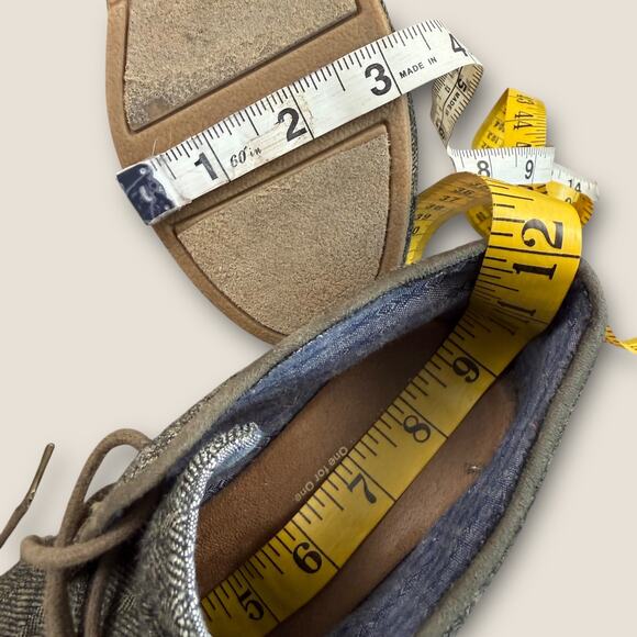 TOMS Womens Size 7 Wedge Heel Ankle Boots Desert Taupe Olive Herringbone Fabric - Picture 11 of 12